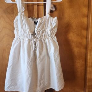 Blue Blush White Gathered Top